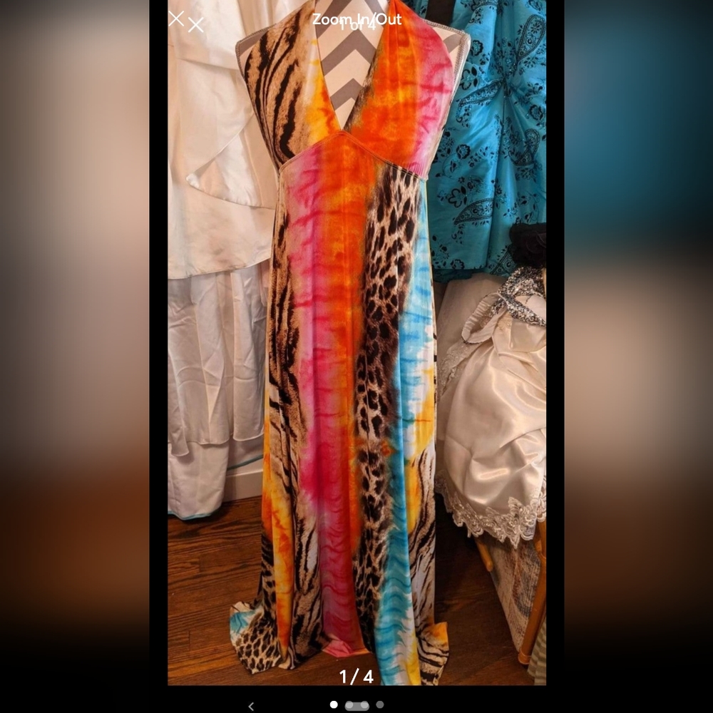 Excellent condition size medium halter top, animal print/tie dye dress